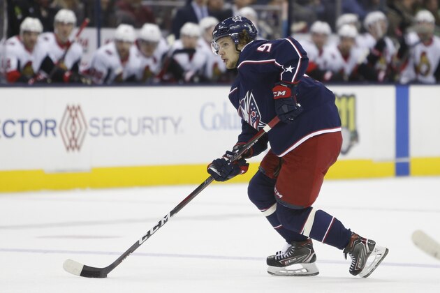 Columbus Blue Jackets' Artemi Panarin, of Russia, plays against the Ottawa Senators during an NHL hockey game Monday, Dec. 31, 2018, in Columbus, Ohio. (AP Photo/Jay LaPrete)