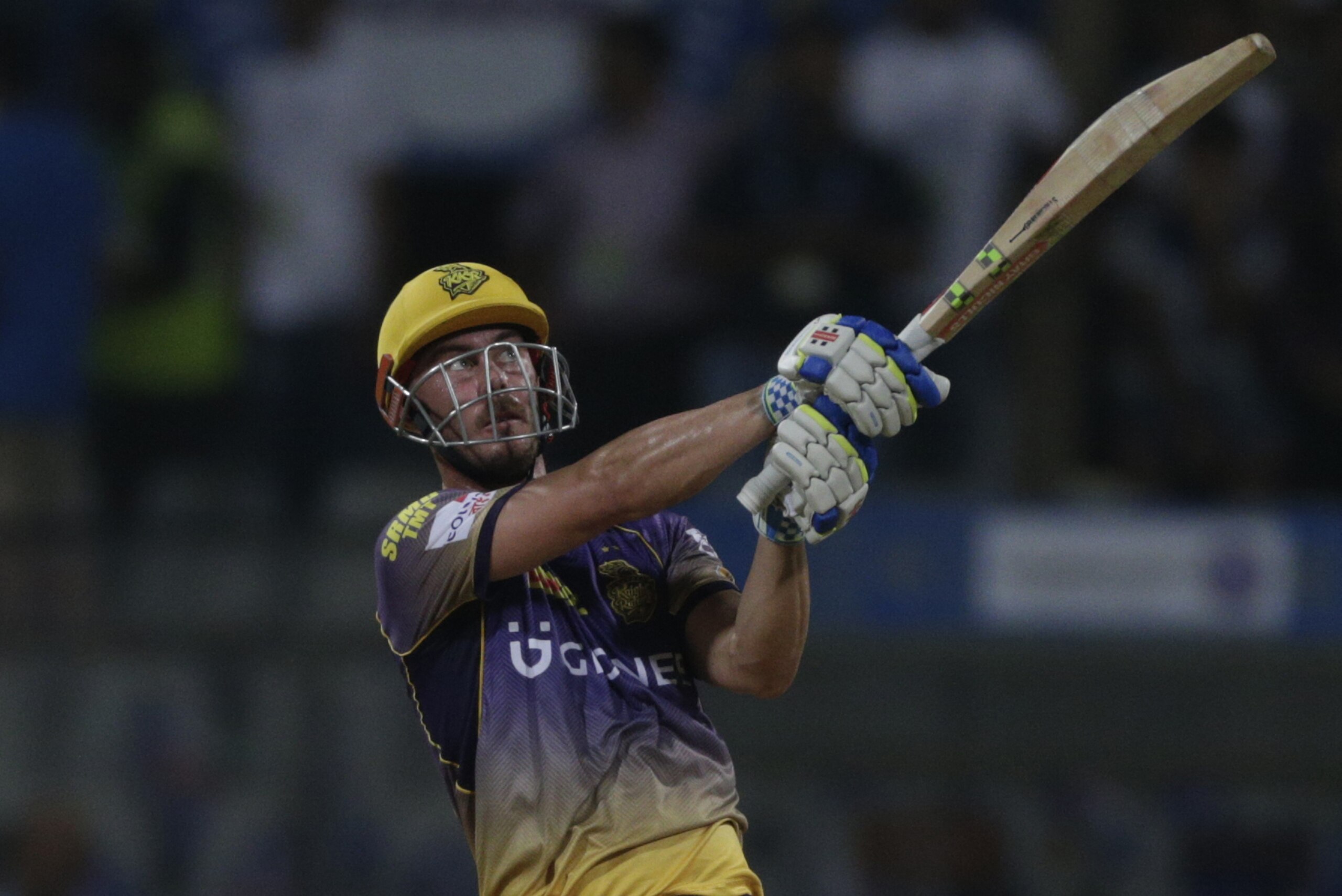 Kolkata Knight Riders batsman Chris Lynn bats during their Indian Premier League (IPL) cricket match against Mumbai Indians in Mumbai, India, Sunday, April 9, 2017. (AP Photo/Rafiq Maqbool)