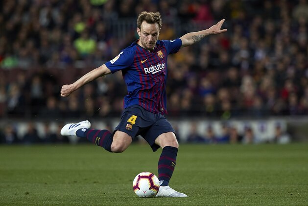 BARCELONA, SPAIN - APRIL 06: Ivan Rakitic of Barcelona in action during the La Liga match between FC Barcelona and Club Atletico de Madrid at Camp Nou on April 06, 2019 in Barcelona, Spain. (Photo by Quality Sport Images/Getty Images)
