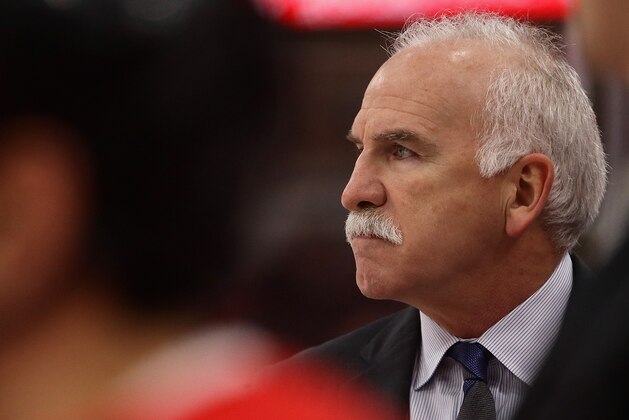 CHICAGO, IL - FEBRUARY 19:  Head coach Joel Quenneville of the Chicago Blackhawks watches his team take on the Los Angeles Kings at the United Center on February 19, 2018 in Chicago, Illinois.  (Photo by Jonathan Daniel/Getty Images)