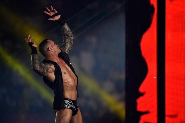 Randy Orton makes his way to the rign during the WWE World Cup Quarterfinal match as part of as part of the World Wrestling Entertainment (WWE) Crown Jewel pay-per-view at the King Saud University Stadium in Riyadh on November 2, 2018. (Photo by Fayez Nureldine / AFP)        (Photo credit should read FAYEZ NURELDINE/AFP/Getty Images)