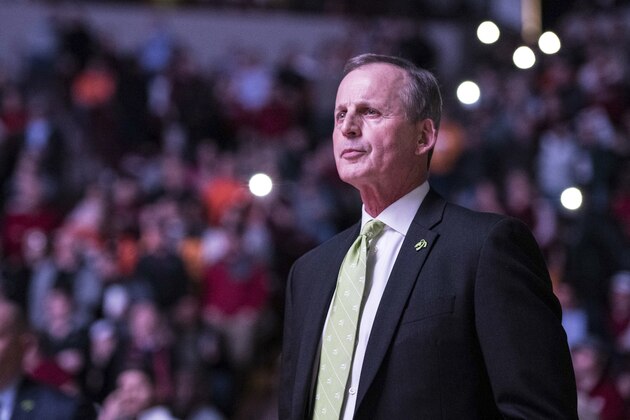 Tennessee head coach Rick Barnes stands during introductions before an NCAA college basketball game Tuesday, Jan. 29, 2019, in Columbia, S.C. Tennessee defeated South Carolina 92-70. (AP Photo/Sean Rayford)