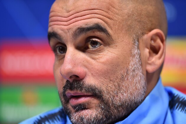 Manchester City's Spanish manager Pep Guardiola attends a press conference at Tottenham Hotspur Stadium in north London, on April 8, 2019 on the eve of their UEFA Champions League quarter final first leg football match against Tottenham Hotspur. (Photo by Glyn KIRK / AFP)        (Photo credit should read GLYN KIRK/AFP/Getty Images)