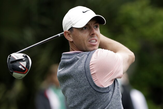 Rory McIlroy, of Northern Ireland, hits his tee shot on the seventh hole during the third round of The Players Championship golf tournament Saturday, March 16, 2019, in Ponte Vedra Beach, Fla. (AP Photo/Lynne Sladky)