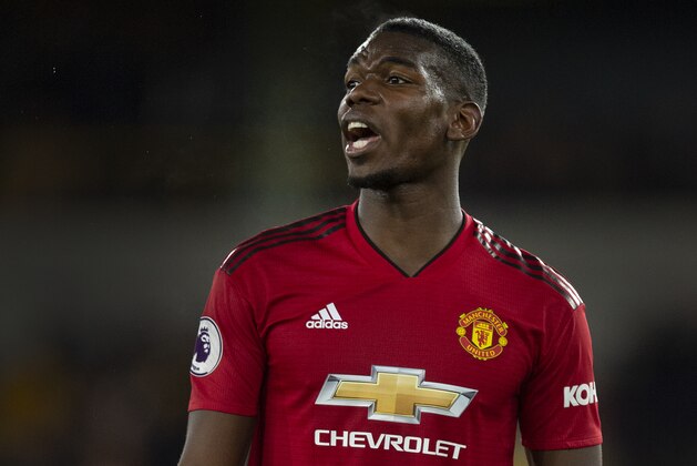 WOLVERHAMPTON, ENGLAND - APRIL 02: Paul Pogba of Manchester United in action during the Premier League match between Wolverhampton Wanderers and Manchester United at Molineux on April 2, 2019 in Wolverhampton, United Kingdom. (Photo by Visionhaus/Getty Images)