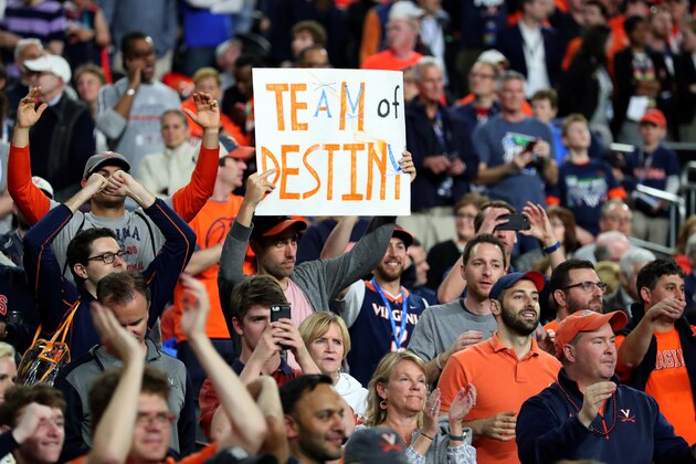 MINNEAPOLIS, MINNESOTA - APRIL 08:  A Virginia Cavaliers fan holds a sign after his teams 85-77 win over the Texas Tech Red Raiders in the 2019 NCAA men's Final Four National Championship game at U.S. Bank Stadium on April 08, 2019 in Minneapolis, Minnesota. (Photo by Tom Pennington/Getty Images)