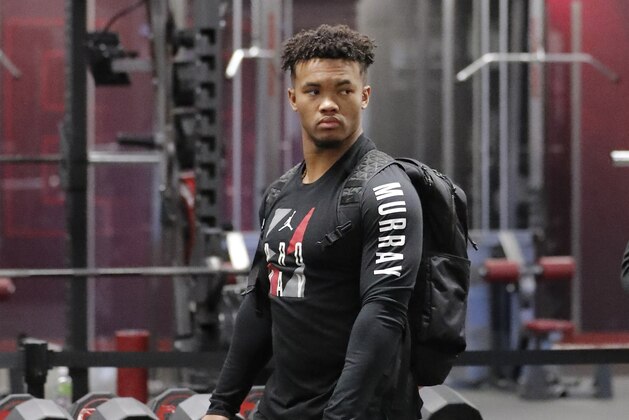 Oklahoma quarterback Kyler Murray arrives at the university's Pro Day for NFL scouts in Norman, Okla., Wednesday, March 13, 2019. (AP Photo/Alonzo Adams)