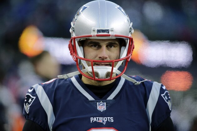 New England Patriots kicker Stephen Gostkowski walks on the sideline during the second half of an NFL football game against the Buffalo Bills, Sunday, Dec. 23, 2018, in Foxborough, Mass. (AP Photo/Elise Amendola)