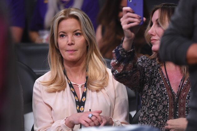 LOS ANGELES, CA - FEBRUARY 06:  Controlling owner and president of the Los Angeles Lakers Jeanie Buss attends the game against the Phoenix Suns at Staples Center on February 6, 2018 in Los Angeles, California. NOTE TO USER: User expressly acknowledges and agrees that, by downloading and or using this photograph, User is consenting to the terms and conditions of the Getty Images License Agreement.  (Photo by Jayne Kamin-Oncea/Getty Images)