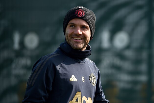 MANCHESTER, ENGLAND - APRIL 09: Juan Mata of Manchester United walks off after the Manchester United training session ahead of the UEFA Champions League Quarter Final First Leg match between Manchester United v FC Barcelona at Aon Training Complex on April 09, 2019 in Manchester, England. (Photo by Nathan Stirk/Getty Images)