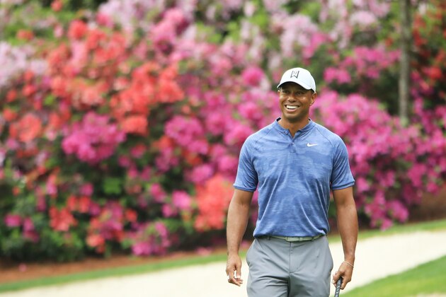 AUGUSTA, GEORGIA - APRIL 08:  Tiger Woods of the United States looks on during a practice round prior to The Masters at Augusta National Golf Club on April 08, 2019 in Augusta, Georgia. (Photo by Andrew Redington/Getty Images)