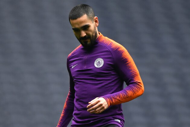 LONDON, ENGLAND - APRIL 08: Ilkay Gundogan of Manchester City during a Manchester City training session ahead of their UEFA Champions League quarter-final match against Tottenham Hotspur. At Tottenham Hotspur Stadium on April 08, 2019 in London, England. (Photo by Dan Mullan/Getty Images)
