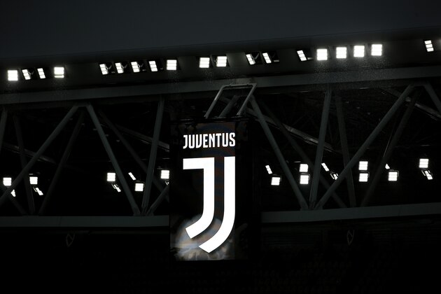 TURIN, ITALY - APRIL 03: The Juventus logo is seen on a stand prior to the UEFA Champions League Quarter Final Leg One match between Juventus and Real Madrid at Allianz Stadium on April 3, 2018 in Turin, Italy.  (Photo by Emilio Andreoli/Getty Images)
