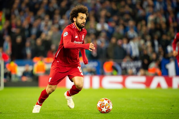 LIVERPOOL, ENGLAND - APRIL 09: Mohamed Salah of Liverpool controls the ball during the UEFA Champions League Quarter Final first leg match between Liverpool and Porto at Anfield on April 09, 2019 in Liverpool, England. (Photo by TF-Images/Getty Images)