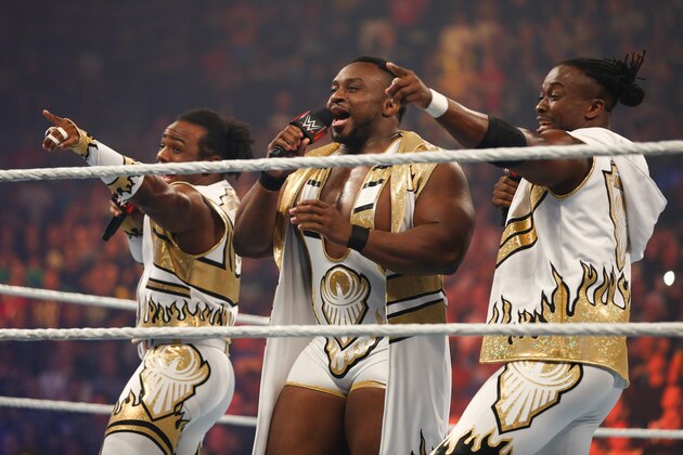 NEW YORK, NY - AUGUST 23:  New Day enter the ring at the WWE SummerSlam 2015  at Barclays Center of Brooklyn on August 23, 2015 in New York City.  (Photo by JP Yim/Getty Images)