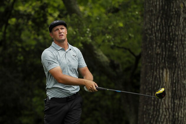 AUGUSTA, GEORGIA - APRIL 12: Bryson DeChambeau of the United States plays his shot from the second tee during the second round of the Masters at Augusta National Golf Club on April 12, 2019 in Augusta, Georgia. (Photo by Kevin C. Cox/Getty Images)