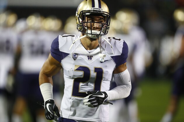 Washington Huskies defensive back Taylor Rapp (21) in the first half of an NCAA college football game late Saturday, Sept. 23, 2017, in Boulder, Colo. (AP Photo/David Zalubowski)