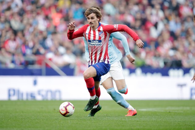 MADRID, SPAIN - APRIL 13: Antoine Griezmann of Atletico Madrid  during the La Liga Santander  match between Atletico Madrid v Celta de Vigo at the Estadio Wanda Metropolitano on April 13, 2019 in Madrid Spain (Photo by David S. Bustamante/Soccrates/Getty Images)