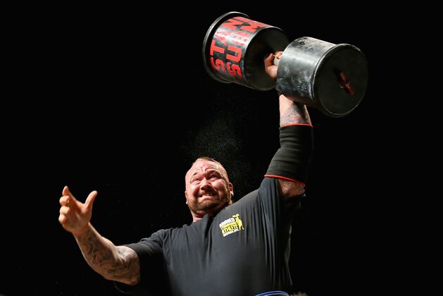 MELBOURNE, AUSTRALIA - MARCH 19:  Hafthor Julius Bjornsson of Iceland competes in the Arnold Classic Professional Strongman competition during the 2016 Arnold Classic on March 19, 2016 in Melbourne, Australia.  (Photo by Quinn Rooney/Getty Images)