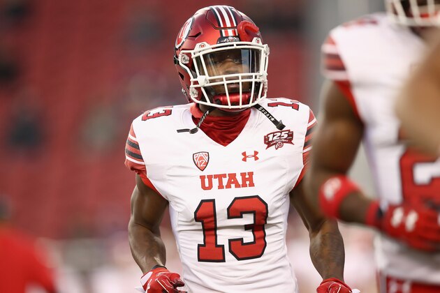 SANTA CLARA, CA - NOVEMBER 30:  Marquise Blair #13 of the Utah Utes warms up before the Pac 12 Championship game against the Washington Huskies at Levi's Stadium on November 30, 2018 in Santa Clara, California.  (Photo by Ezra Shaw/Getty Images)
