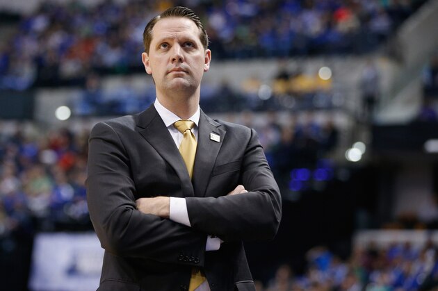 INDIANAPOLIS, IN - MARCH 17:  Head coach John Brannen of the Northern Kentucky Norse looks on during the game against the Kentucky Wildcats in the first round of the 2017 NCAA Men's Basketball Tournament at Bankers Life Fieldhouse on March 17, 2017 in Indianapolis, Indiana.  (Photo by Joe Robbins/Getty Images)