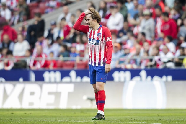 MADRID, SPAIN - APRIL 13: Antoine Griezmann of Atletico Madrid during the La Liga Santander  match between Atletico Madrid v Celta de Vigo at the Estadio Wanda Metropolitano on April 13, 2019 in Madrid Spain (Photo by David S. Bustamante/Soccrates/Getty Images)