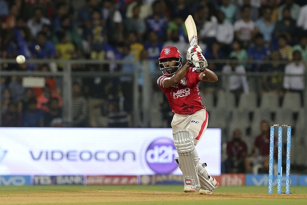 Kings XI Punjab player Wriddhiman Saha bats during their Indian Premier League (IPL) cricket match against Mumbai Indians in Mumbai, India, Thursday, May 11, 2017.(AP Photo/Rajanish Kakade)