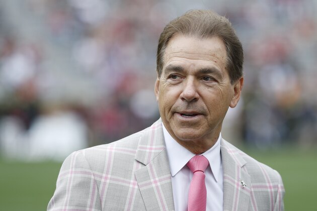 TUSCALOOSA, AL - APRIL 13: Alabama Crimson Tide head coach Nick Saban looks on prior to the team's A-Day Spring Game at Bryant-Denny Stadium on April 13, 2019 in Tuscaloosa, Alabama. (Photo by Joe Robbins/Getty Images)