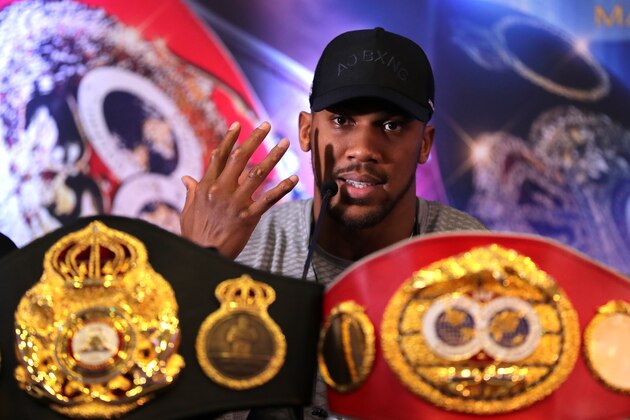 LONDON, ENGLAND - FEBRUARY 25: Anthony Joshua during an Anthony Joshua and Jarrell Miller Press Conference ahead of their fight in June 2019 for the IBF, WBA and WBO heavyweight titles at Hilton London Syon Park on February 25, 2019 in London, England. (Photo by Richard Heathcote/Getty Images)