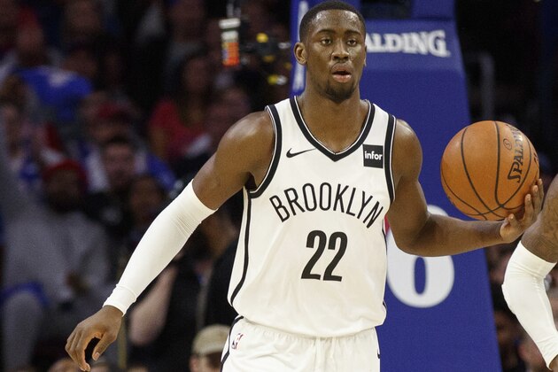 Brooklyn Nets' Caris LeVert in action during the second half in Game 2 of a first-round NBA basketball playoff series against the Philadelphia 76ers, Monday, April 15, 2019, in Philadelphia. 76ers won 145-123. (AP Photo/Chris Szagola)