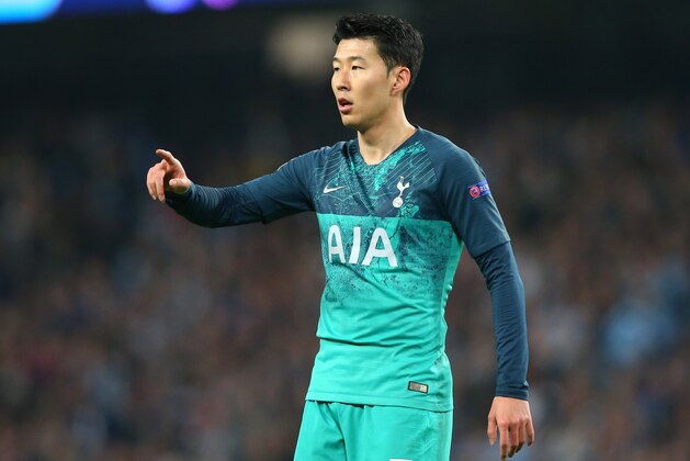 MANCHESTER, ENGLAND - APRIL 17:  Heung-Min Son of Tottenham Hotspur looks on during the UEFA Champions League Quarter Final second leg match between Manchester City and Tottenham Hotspur at at Etihad Stadium on April 17, 2019 in Manchester, England. (Photo by Alex Livesey - Danehouse/Getty Images)