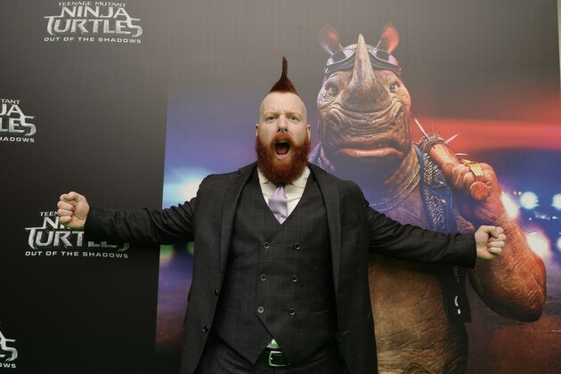 DUBLIN, IRELAND - JUNE 01: WWE wrestling star Sheamus who plays the character 'Rocksteady' at the Dublin Premiere of the Paramount Pictures title 'Teenage Mutant Ninja Turtles: Out Of The Shadows' at Savoy Cinema on June 1, 2016 in Dublin, Ireland. (Photo by Charles McQuillan/Getty Images for Paramount Pictures)