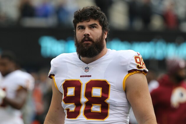 EAST RUTHERFORD, NJ - OCTOBER 28: Defensive Lineman Matt Ioannidis #98 of the Washington Redskins in action against the New York Giants during their game at MetLife Stadium on October 28, 2018 in East Rutherford, New Jersey. (Photo by Al Pereira/Getty Images)