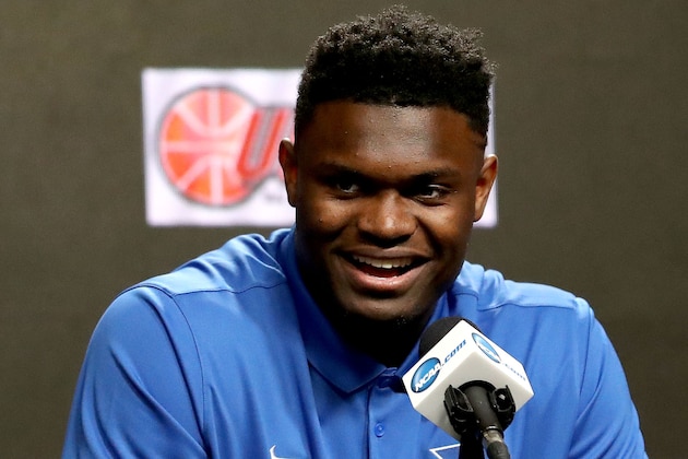 MINNEAPOLIS, MINNESOTA - APRIL 05: Zion Williamson of the Duke Blue Devils speaks during a press conference after being awarded the USBWA Oscar Robertson Trophy Player of the Year prior to the 2019 NCAA men's Final Four at U.S. Bank Stadium on April 5, 2019 in Minneapolis, Minnesota. (Photo by Maxx Wolfson/Getty Images)