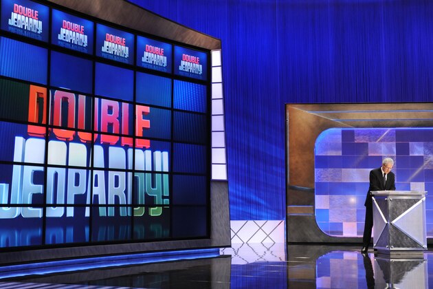CULVER CITY, CA - APRIL 17:  Game show host Alex Trebek rehearses his lines on the set of the 'Jeopardy!' Million Dollar Celebrity Invitational Tournament Show Taping on April 17, 2010 in Culver City, California.  (Photo by Amanda Edwards/Getty Images)