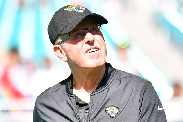 MIAMI, FLORIDA - DECEMBER 23:  Executive vice president of football operations Tom Coughlin of the Jacksonville Jaguars looks on prior to their game against the Miami Dolphins at Hard Rock Stadium on December 23, 2018 in Miami, Florida. (Photo by Mark Brown/Getty Images)