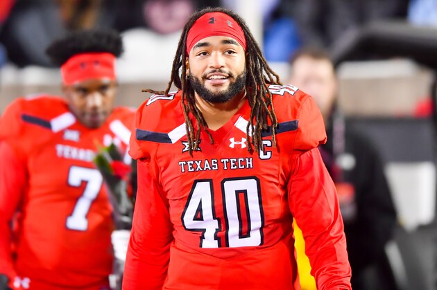 LUBBOCK, TX - NOVEMBER 10: Dakota Allen #40 of the Texas Tech Red Raiders on the field for Senior Day ceremonies before the game against the Texas Longhorns on November 10, 2018 at Jones AT&T Stadium in Lubbock, Texas. Texas defeated Texas Tech 41-34. (Photo by John Weast/Getty Images)