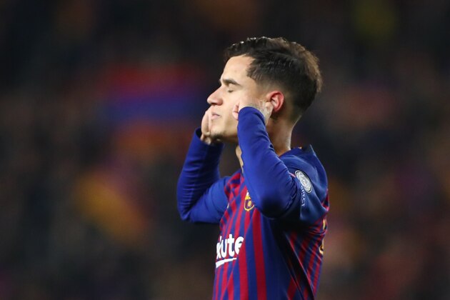 BARCELONA, SPAIN - APRIL 16: Philippe Coutinho of FC Barcelona celebrates scoring his teams third goal during the UEFA Champions League Quarter Final second leg match between FC Barcelona and Manchester United at Camp Nou on April 16, 2019 in Barcelona, Spain. (Photo by Chloe Knott - Danehouse/Getty Images)