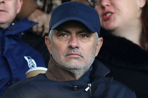 LONDON, ENGLAND - APRIL 13: Jose Mourinho is seen in the stands prior to the Premier League match between Fulham FC and Everton FC at Craven Cottage on April 13, 2019 in London, United Kingdom. (Photo by Clive Rose/Getty Images)