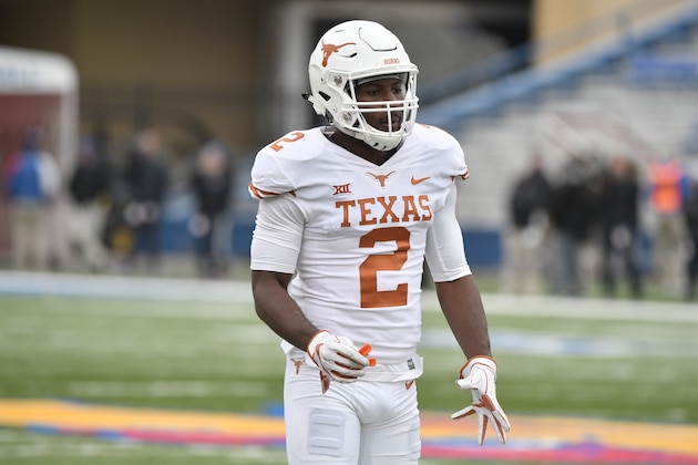 LAWRENCE, KS - NOVEMBER 23: Defensive back Kris Boyd #2 of the Texas Longhorns in action against the Kansas Jayhawks at Memorial Stadium on November 23, 2018 in Lawrence, Kansas. (Photo by Ed Zurga/Getty Images)