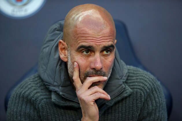 MANCHESTER, ENGLAND - APRIL 17: Pep Guardiola the head coach / manager of Manchester City   during the UEFA Champions League Quarter Final second leg match between Manchester City and Tottenham Hotspur at at Etihad Stadium on April 17, 2019 in Manchester, England. (Photo by Robbie Jay Barratt - AMA/Getty Images)