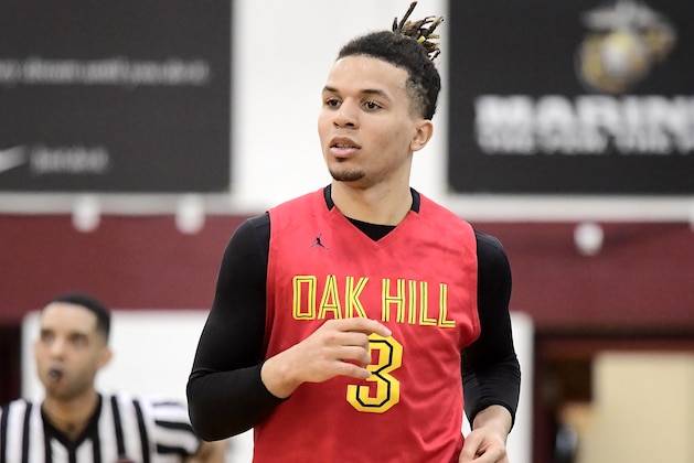 MIDDLE VILLAGE, NEW YORK - APRIL 05:  Cole Anthony #3 of Oak Hill Academy looks on against La Lumiere in the semifinal of the GEICO High School National Tournament at Christ the King High School on April 05, 2019 in Middle Village, New York. (Photo by Steven Ryan/Getty Images)