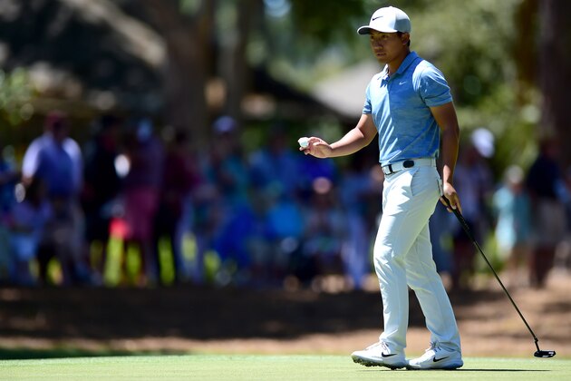 HILTON HEAD ISLAND, SOUTH CAROLINA - APRIL 21: C.T. Pan of Taiwan reacts following a putt on the first green during the final round of the 2019 RBC Heritage at Harbour Town Golf Links on April 21, 2019 in Hilton Head Island, South Carolina. (Photo by Jared C. Tilton/Getty Images)