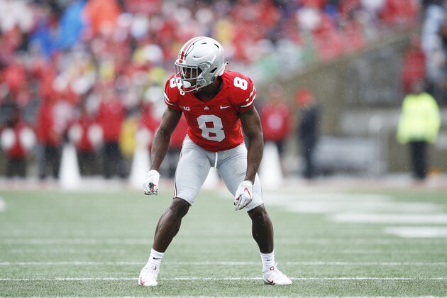 COLUMBUS, OH - SEPTEMBER 08: Kendall Sheffield #8 of the Ohio State Buckeyes in action during the game against the Rutgers Scarlet Knights at Ohio Stadium on September 8, 2018 in Columbus, Ohio. Ohio State won 52-3. (Photo by Joe Robbins/Getty Images)