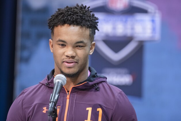 INDIANAPOLIS, IN - MARCH 1: Kyler Murray #QB11 of the Oklahoma Sooners is seen at the 2019 NFL Combine at Lucas Oil Stadium on March 1, 2019 in Indianapolis, Indiana. (Photo by Michael Hickey/Getty Images)