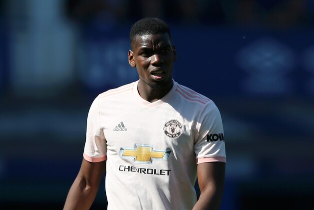 LIVERPOOL, ENGLAND - APRIL 21: Paul Pogba of Manchester United looks on during the Premier League match between Everton FC and Manchester United at Goodison Park on April 21, 2019 in Liverpool, United Kingdom. (Photo by Alex Livesey/Getty Images)