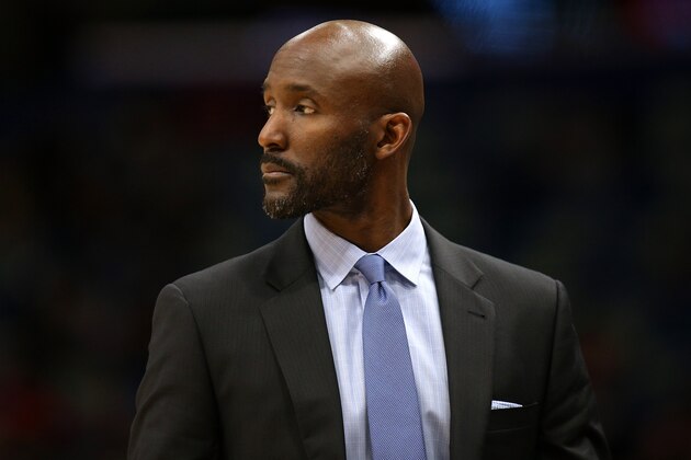 NEW ORLEANS, LOUISIANA - MARCH 26: Head coach Lloyd Pierce of the Atlanta Hawks reacts during the first half against the New Orleans Pelicans at the Smoothie King Center on March 26, 2019 in New Orleans, Louisiana. NOTE TO USER: User expressly acknowledges and agrees that, by downloading and or using this photograph, User is consenting to the terms and conditions of the Getty Images License Agreement. (Photo by Jonathan Bachman/Getty Images)