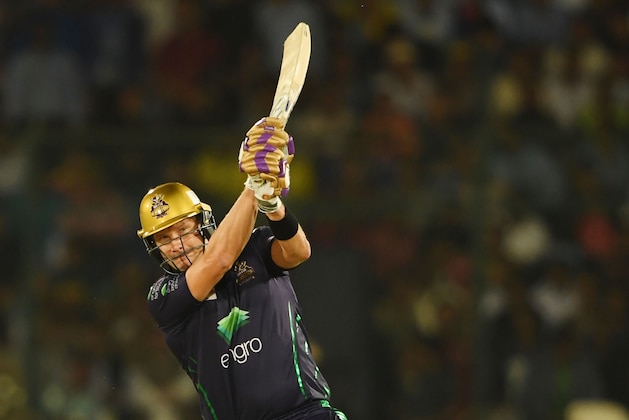 International cricketer Shane Watson of Peshawar Zalmi plays a shot during the qualifier match between the Peshawar Zalmi and Quetta Gladiators of the Twenty20 (T20) Pakistan Super League (PSL) at the National Cricket Stadium in Karachi on March 13, 2019. (Photo by ASIF HASSAN / AFP)        (Photo credit should read ASIF HASSAN/AFP/Getty Images)