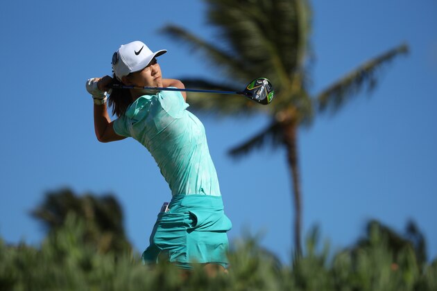 KAPOLEI, HAWAII - APRIL 19: Michelle Wie watches her drive on the 13th hole during the second round of the LOTTE Championship on April 19, 2019 in Kapolei, Hawaii. (Photo by Gregory Shamus/Getty Images)