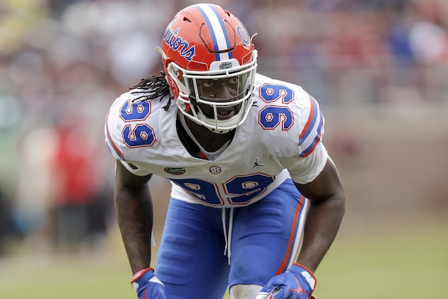 TALLAHASSEE, FL - NOVEMBER 24: Defensive End Jachai Polite #99 of the Florida Gators during the game against the Florida State Seminoles at Doak Campbell Stadium on Bobby Bowden Field on November 24, 2018 in Tallahassee, Florida. The #11 Ranked Florida Gators defeated the Florida State Seminoles 41 to 14. (Photo by Don Juan Moore/Getty Images)